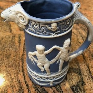 RARE Germany 1890s Ram head cherub SIGNED GOAT HEAD CHILDREN Cherub